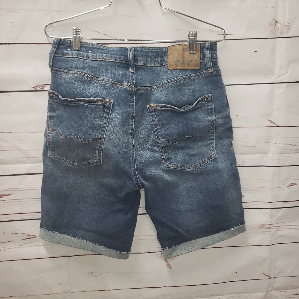 American Eagle dark navy Jean shorts extreme flex - Picture 2 of 3